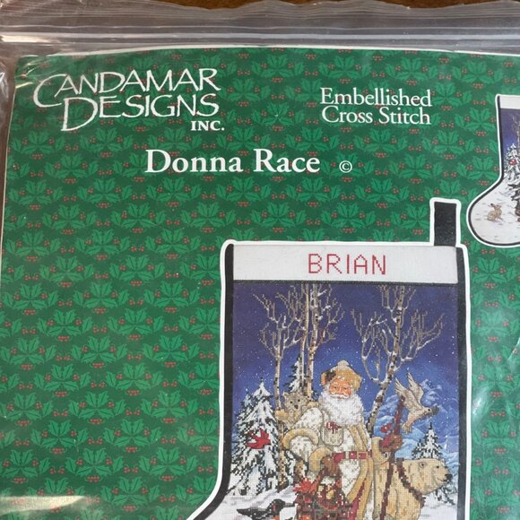 Candamar Designs Inc. Embellished Cross Stitch Kit 51130 Arctic Animals Stocking - Picture 3 of 4